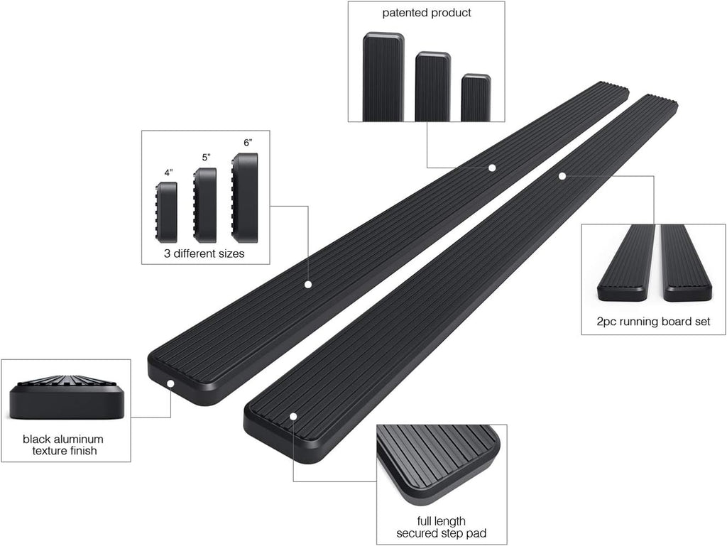 6in Black Running Boards H71296