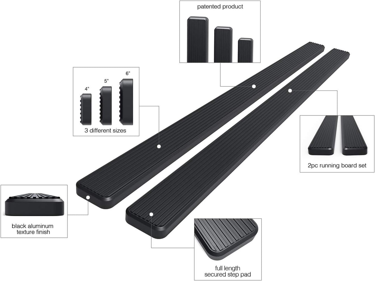 6in Black Running Boards H71296
