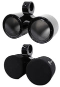 Dual 6.5" Black Aluminum Wakeboard Tower Speaker Pods with Cover S89366