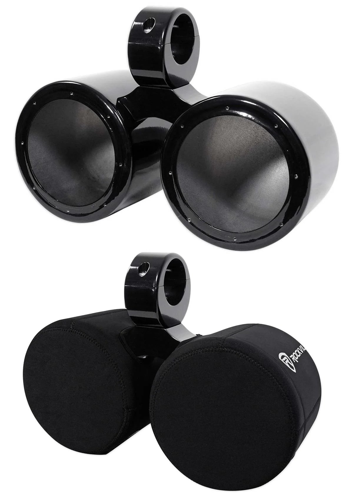 Dual 6.5" Black Aluminum Wakeboard Tower Speaker Pods with Cover S89366