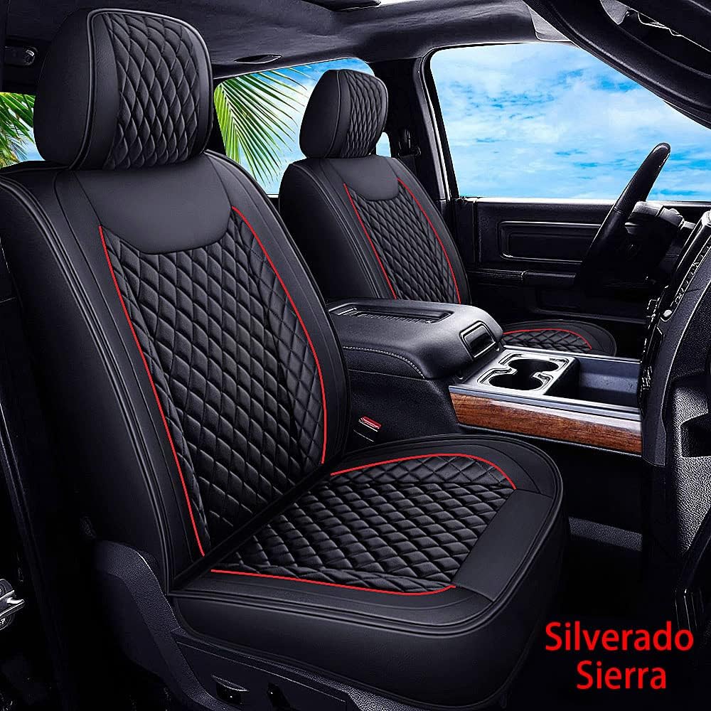 Seat Covers for Chevy Silverado GMC Sierra Pickup, 2007-2022 1500 2500HD 3500HD Crew Double Extended Cab C47146