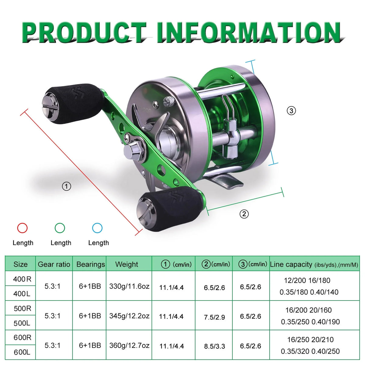 Round Baitcasting Reel Max 22LB Reinforced Metal Body Conventional Reel T253
