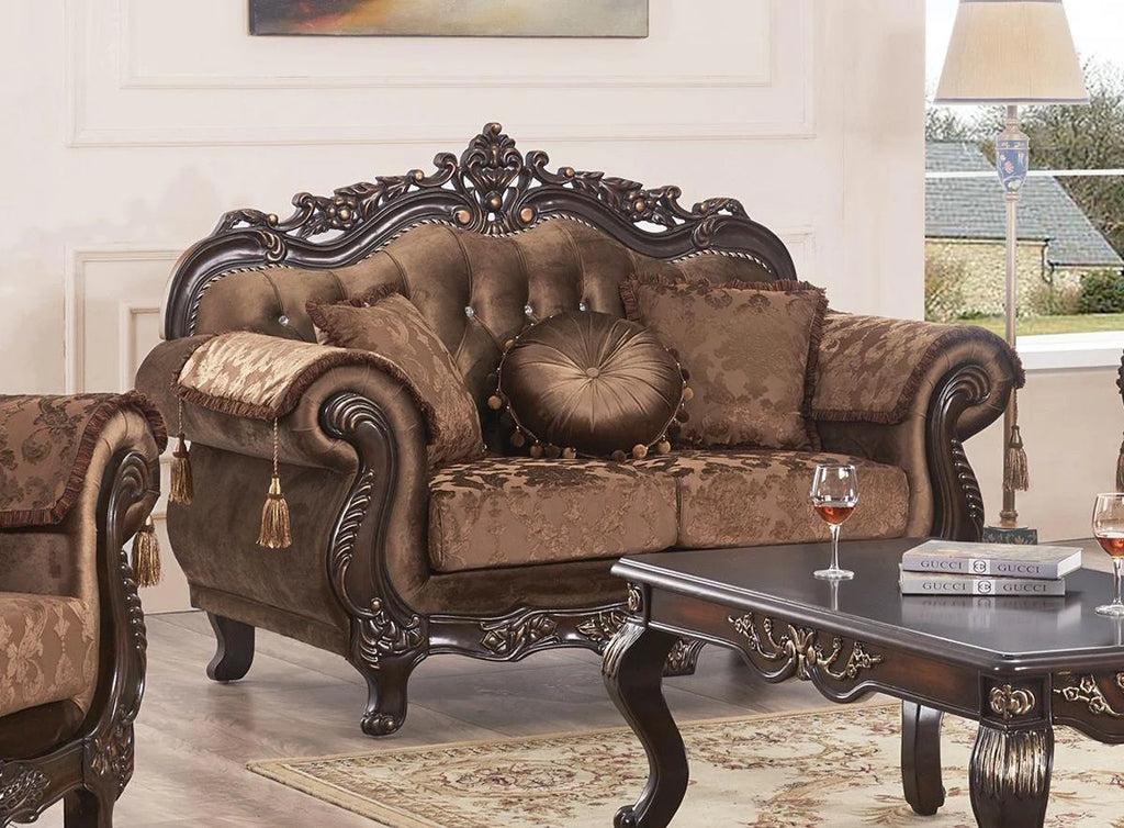 Carved Wood Sofa Set 3Pcs V485