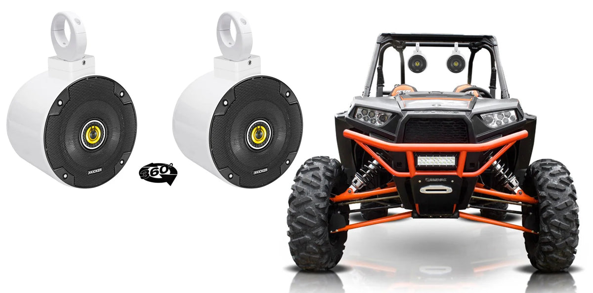 5.25" 360° Swivel White Aluminum Tower Speakers S1143