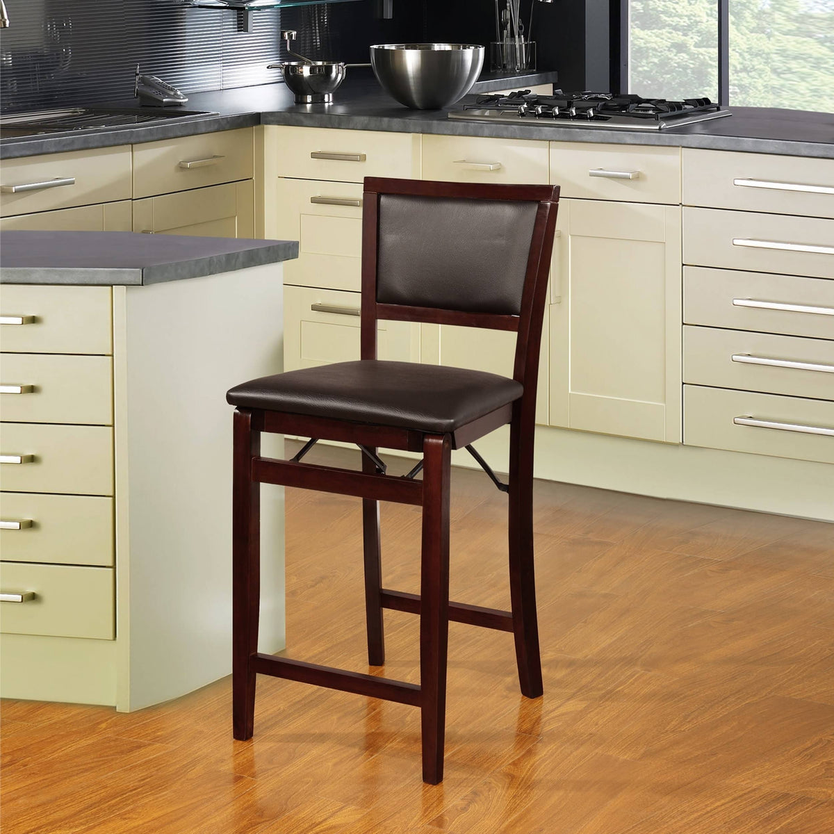 Dark Brown Folding Counter Stool V9371