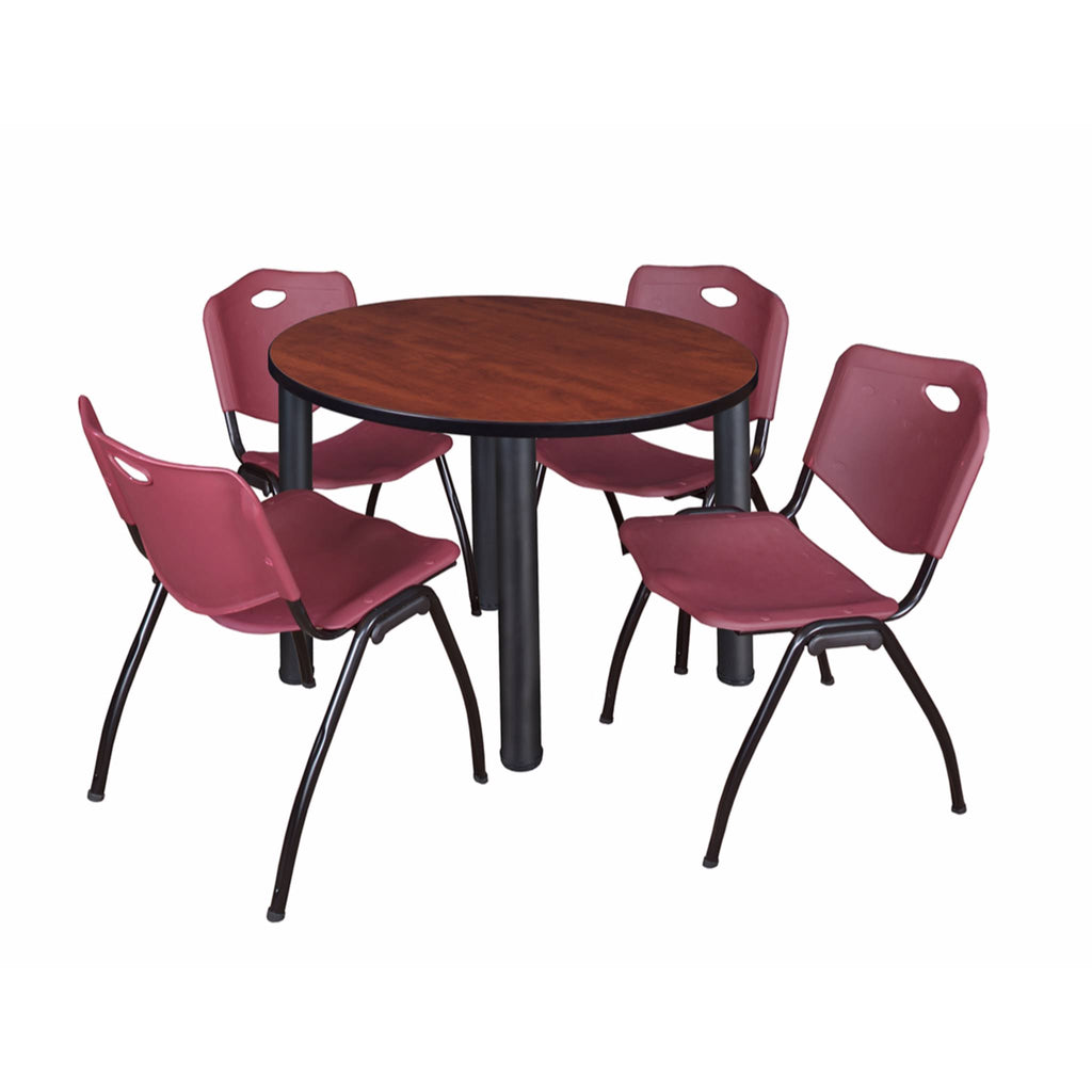 Round Breakroom Table with 4 Stack Chairs C114312