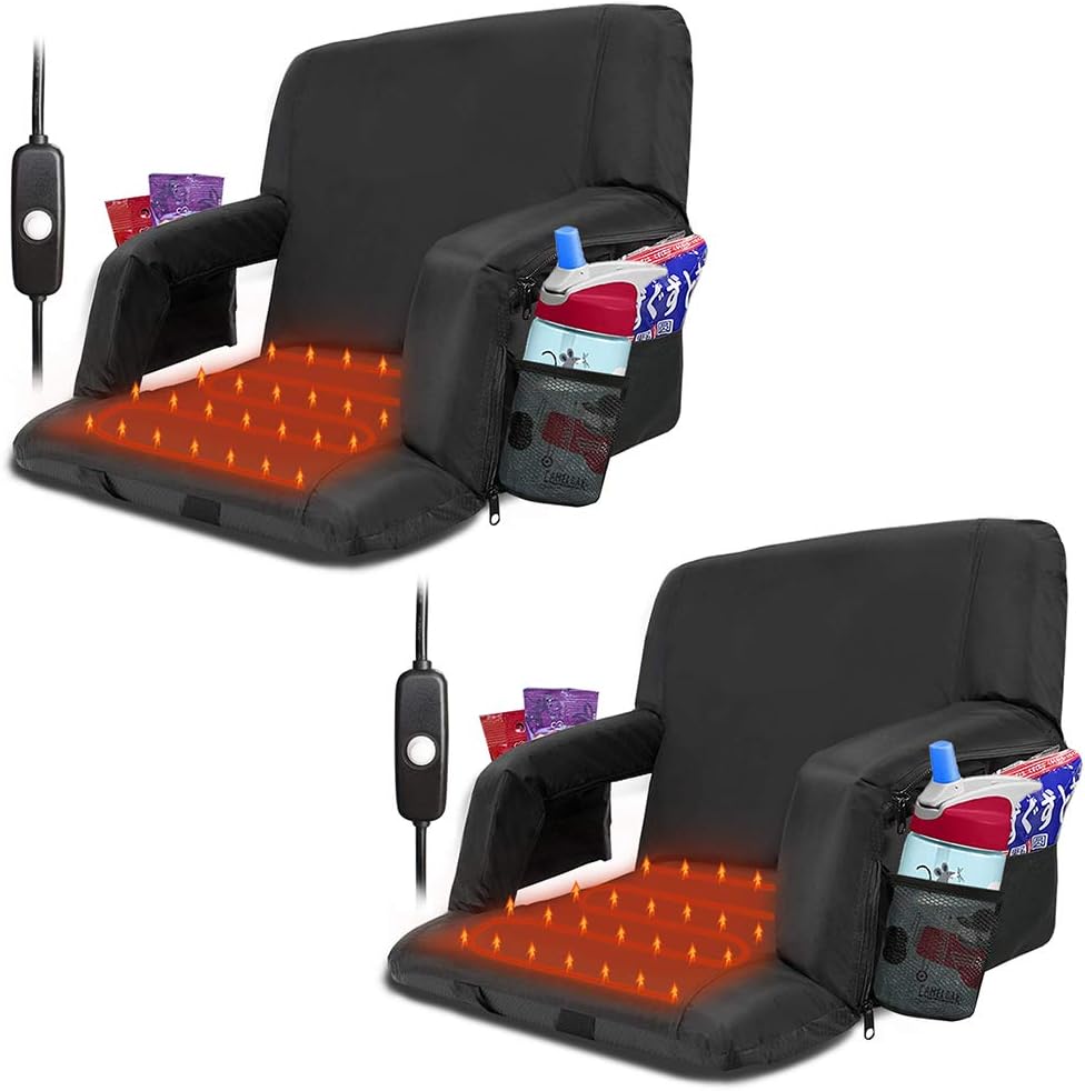 Extra Wide Heated Stadium Seat, Foldable Bleacher Chair, 6 Reclining Positions N2590