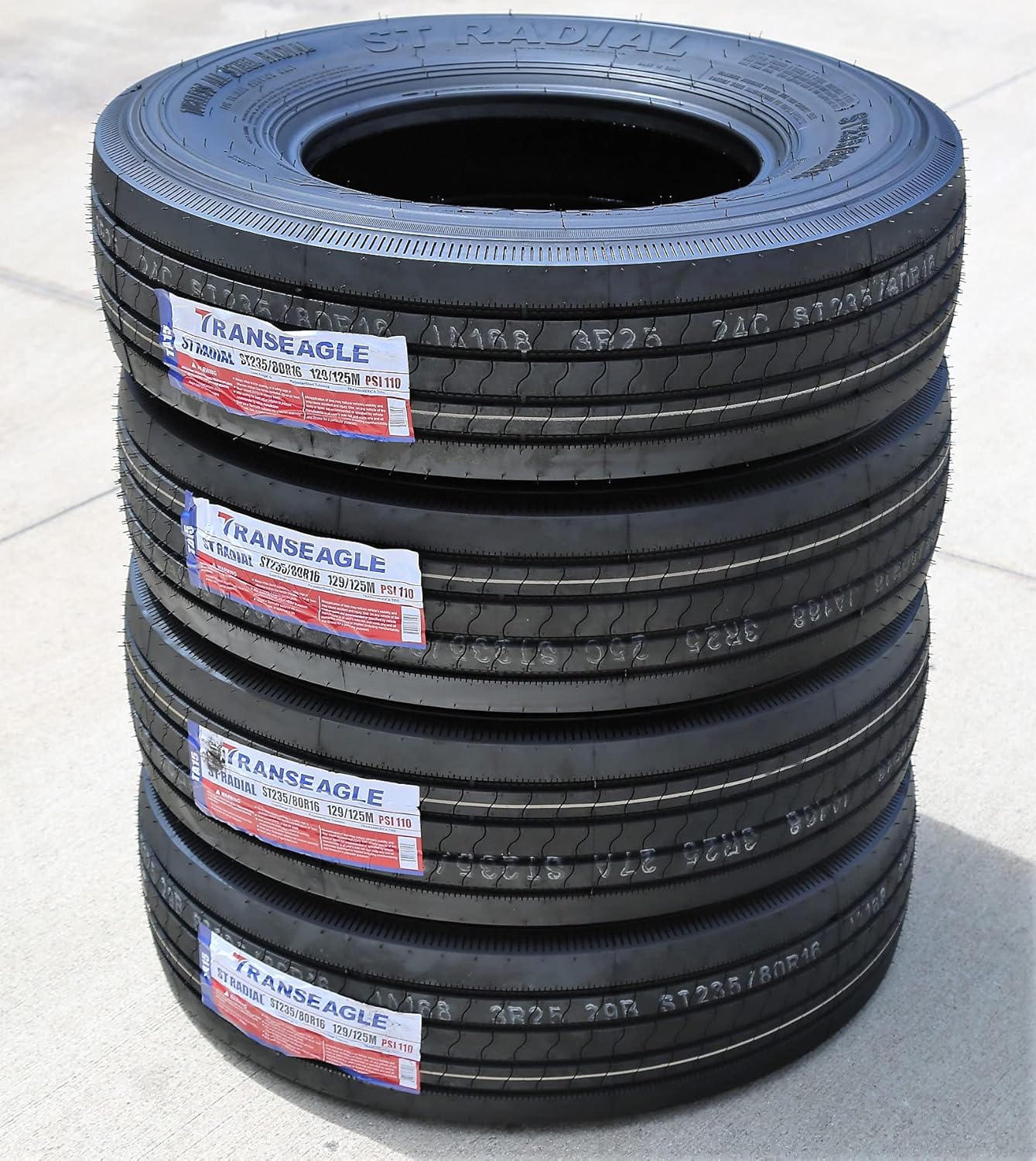 Set of 2 ST235/80R16 All Steel Trailer Radial Tires, 14-Ply, Load Range G L525830