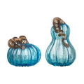 Blue Glass Pumpkin Decor E527