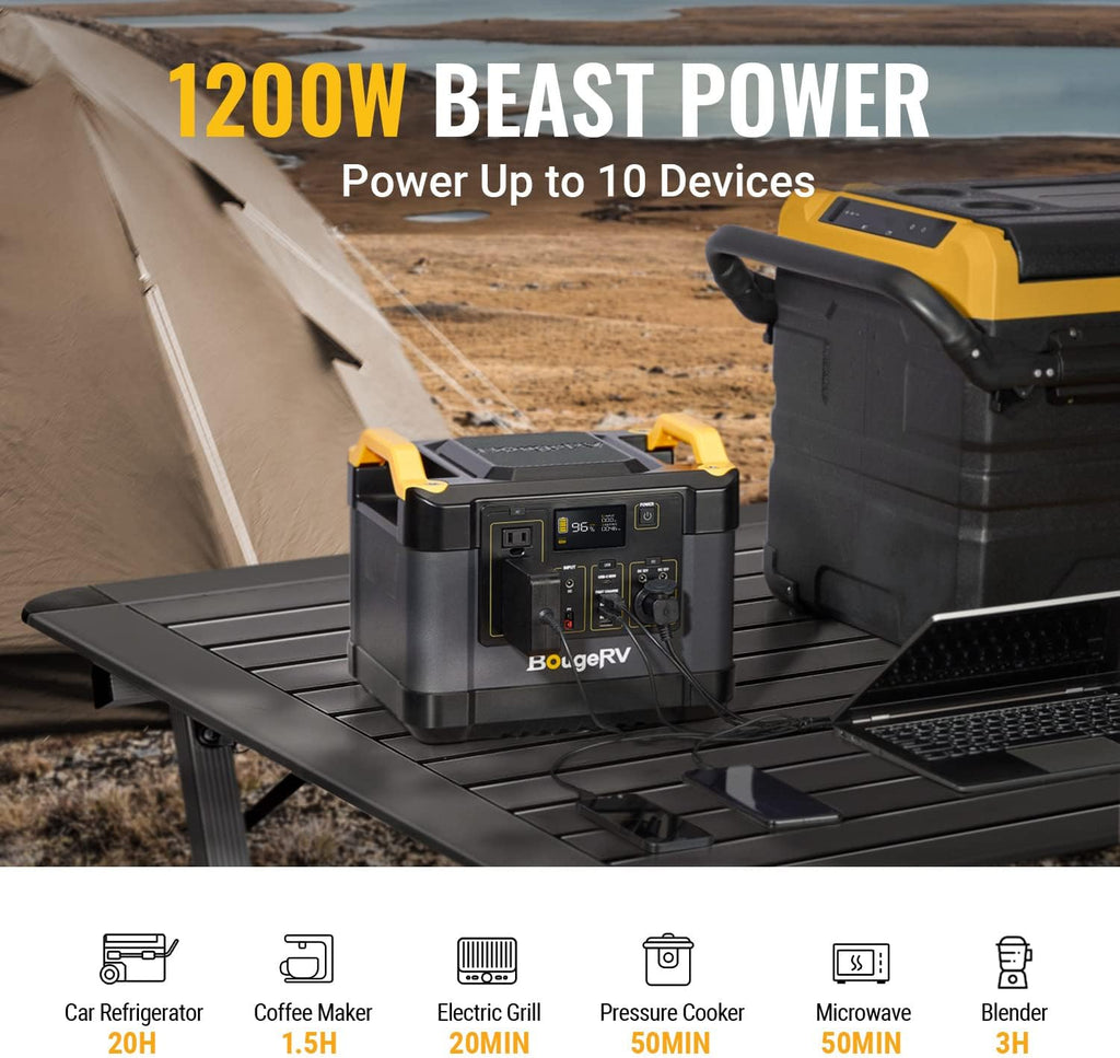 1200W 1100Wh Solar Generator with Pure Sine Wave AC Outlet F722642