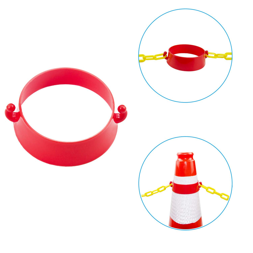 Yellow Plastic Safety Barrier Chain with 12 S-Hooks, 12 Carabiner Clips, 2 Chain Connector Z4932