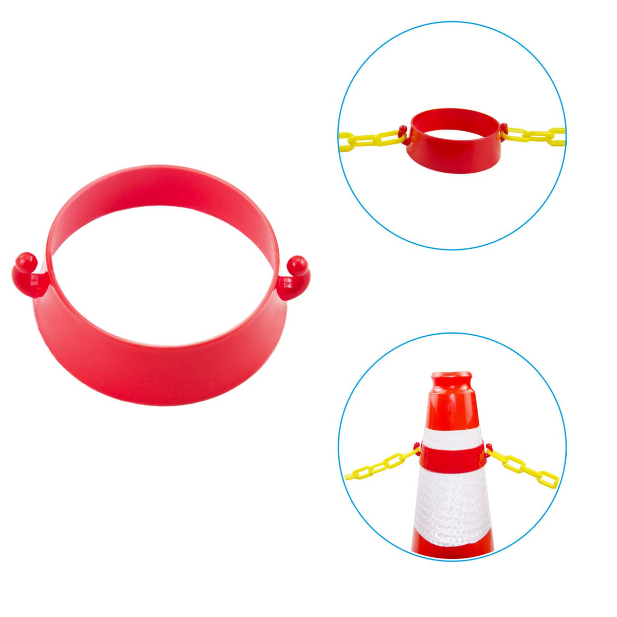 Yellow Plastic Safety Barrier Chain with 12 S-Hooks, 12 Carabiner Clips, 2 Chain Connector Z4932