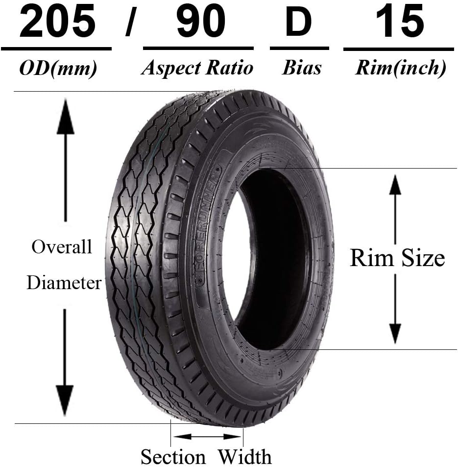 Set of 4 Trailer Tires ST205/90D15 10 PR Load Range E X894255