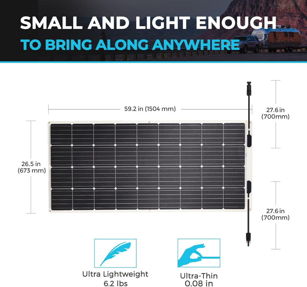 100 Watt 12 Volt Flexible Solar Kit with 100W Monocrystalline Panel and 10A Waterproof PWM Controller W721362