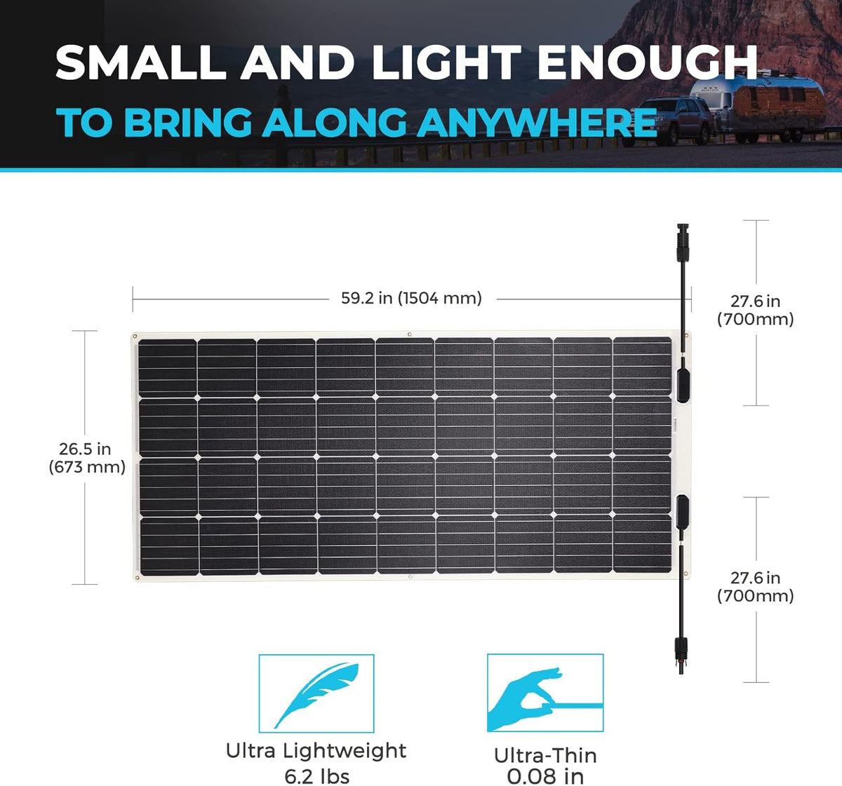 100 Watt 12 Volt Flexible Solar Kit with 100W Monocrystalline Panel and 10A Waterproof PWM Controller W721362