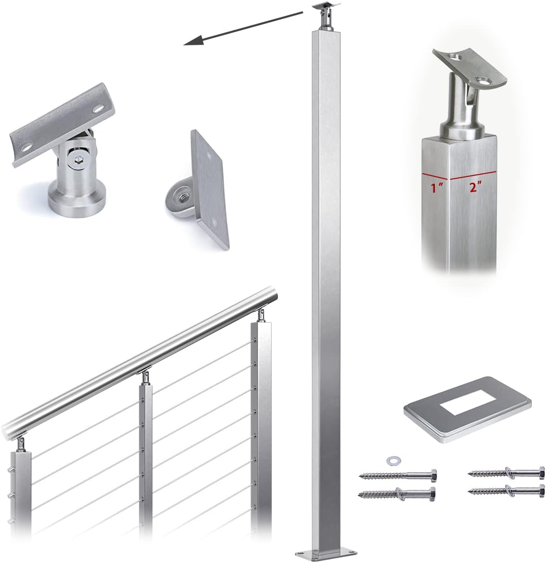 36x1x2 Stainless Steel Brushed Pre-Drilled Post N500