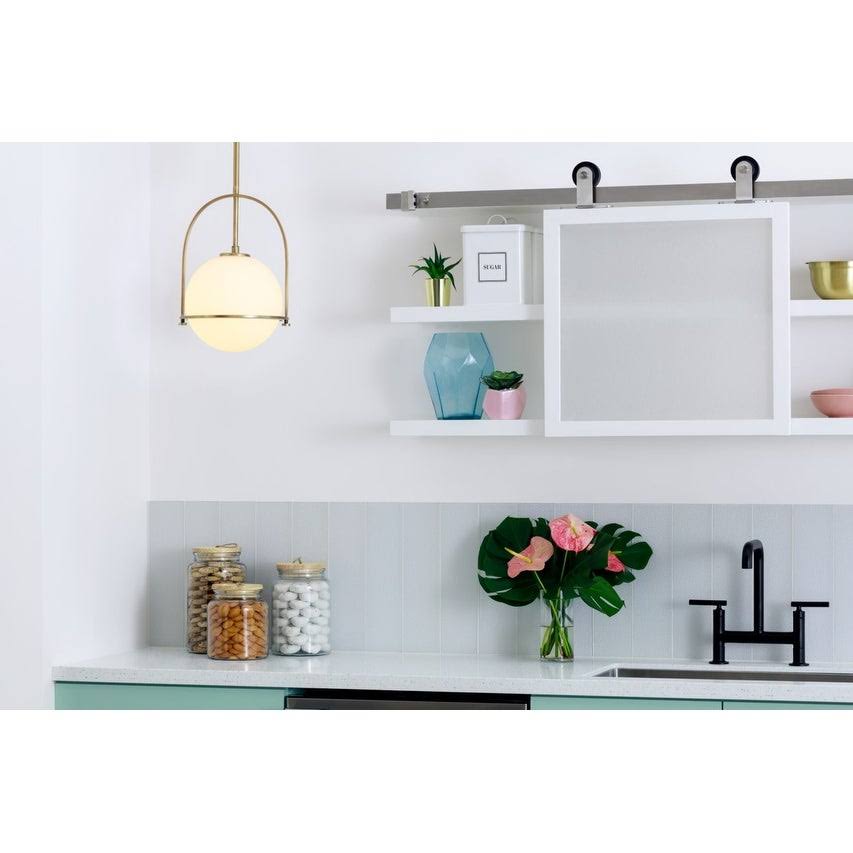Sliding Barn Door Track and Fitting Set Satin Nickel J3361