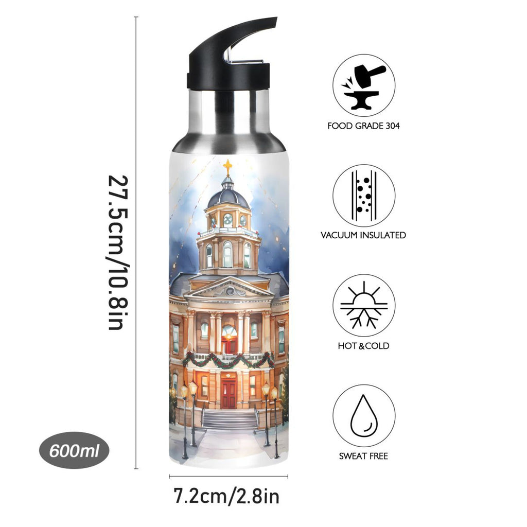Stainless Steel Insulated Vacuum Flask Water Bottle with Straw Lid V54389