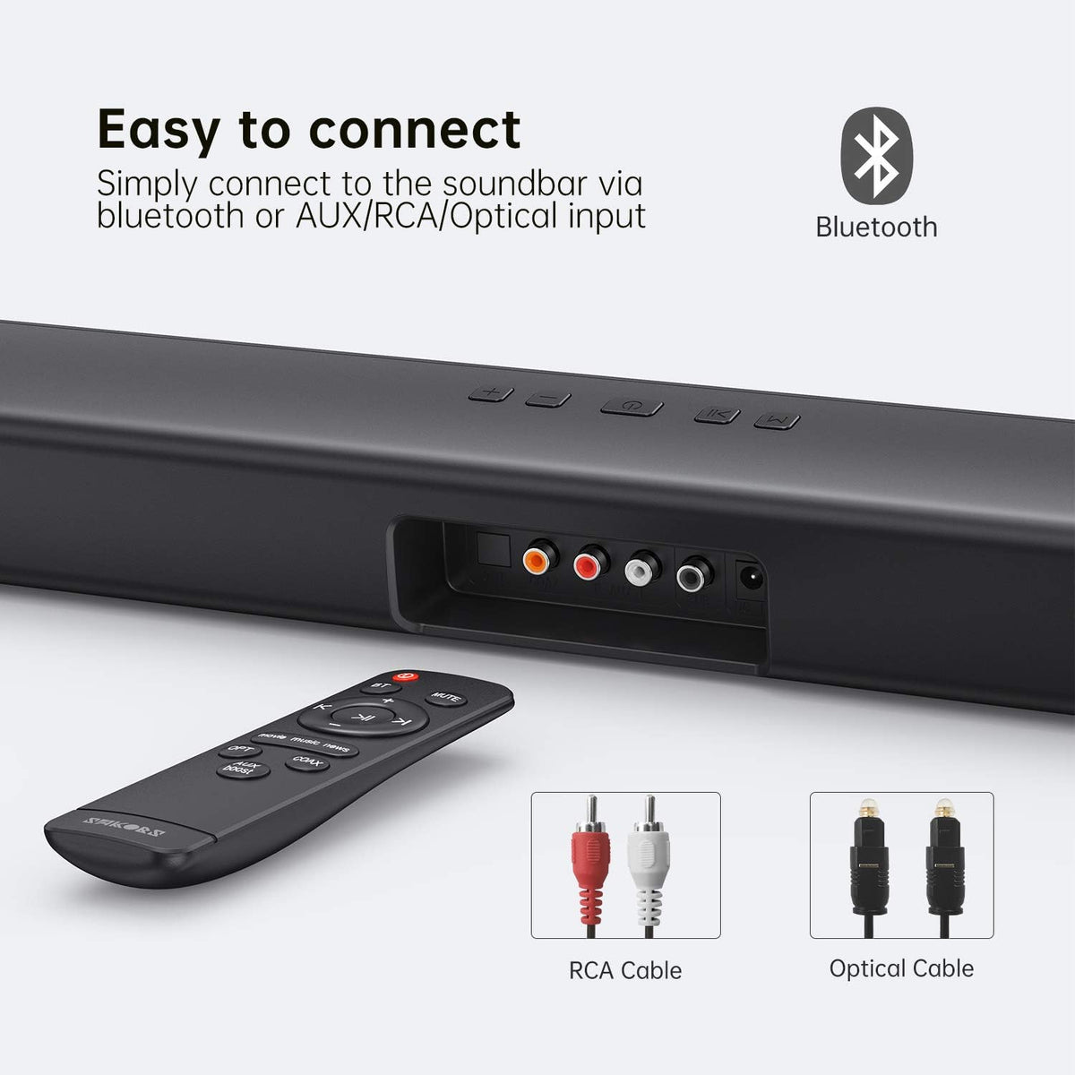 29 Inch Soundbar with Bluetooth Optical Aux Remote Control K873