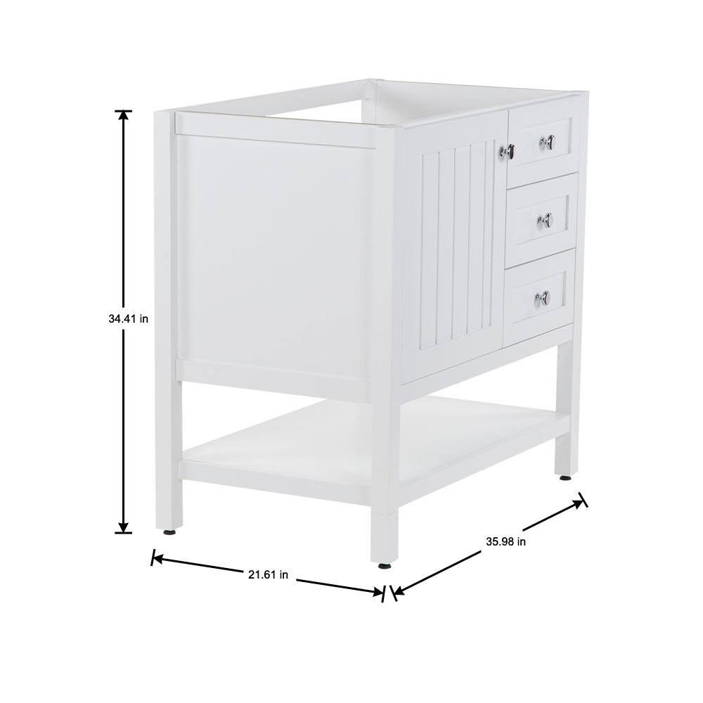 White 36 in. W x 22 in. D x 34 in. H Bath Vanity Cabinet R577826