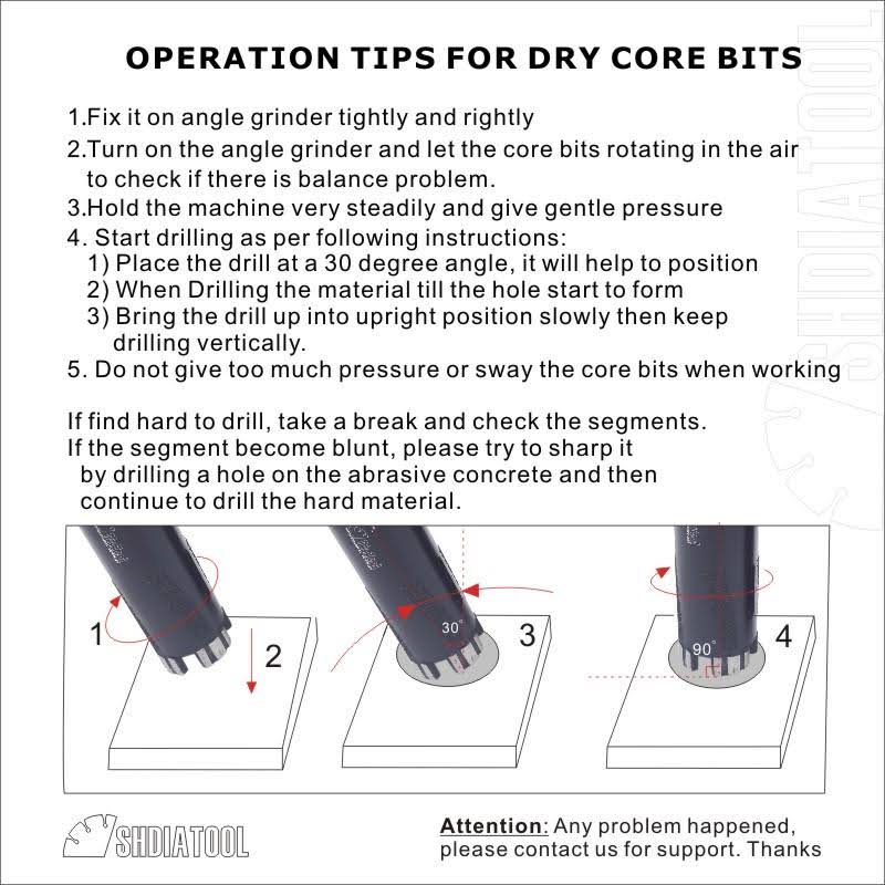 Diamond Core Drill Bits Diameter 18mm to 102mm Laser Welded Dry or Wet Y7697