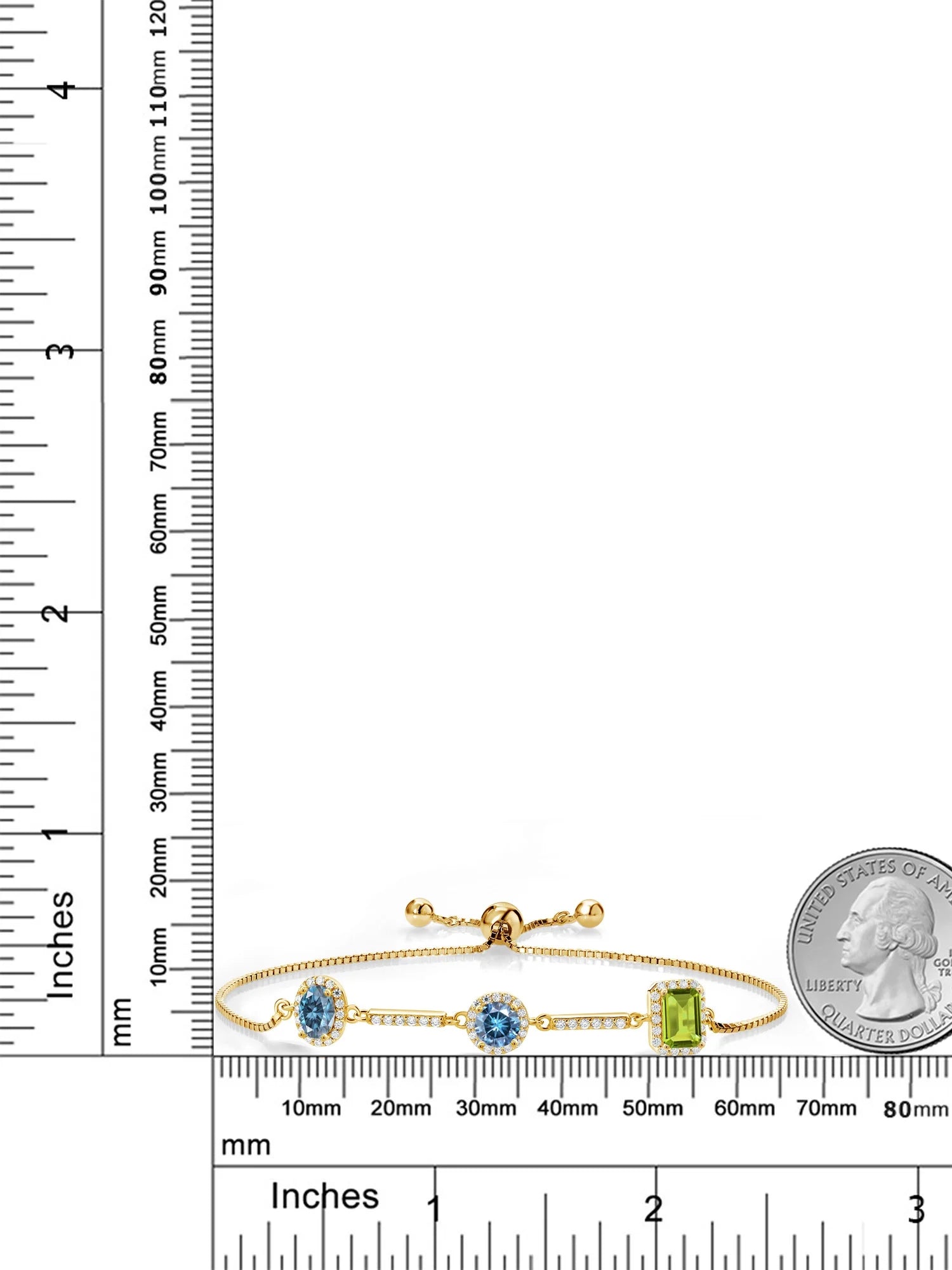 18K Yellow Gold Plated Silver Bracelet Persian Blue Moissanite (1.55 Cttw) N470