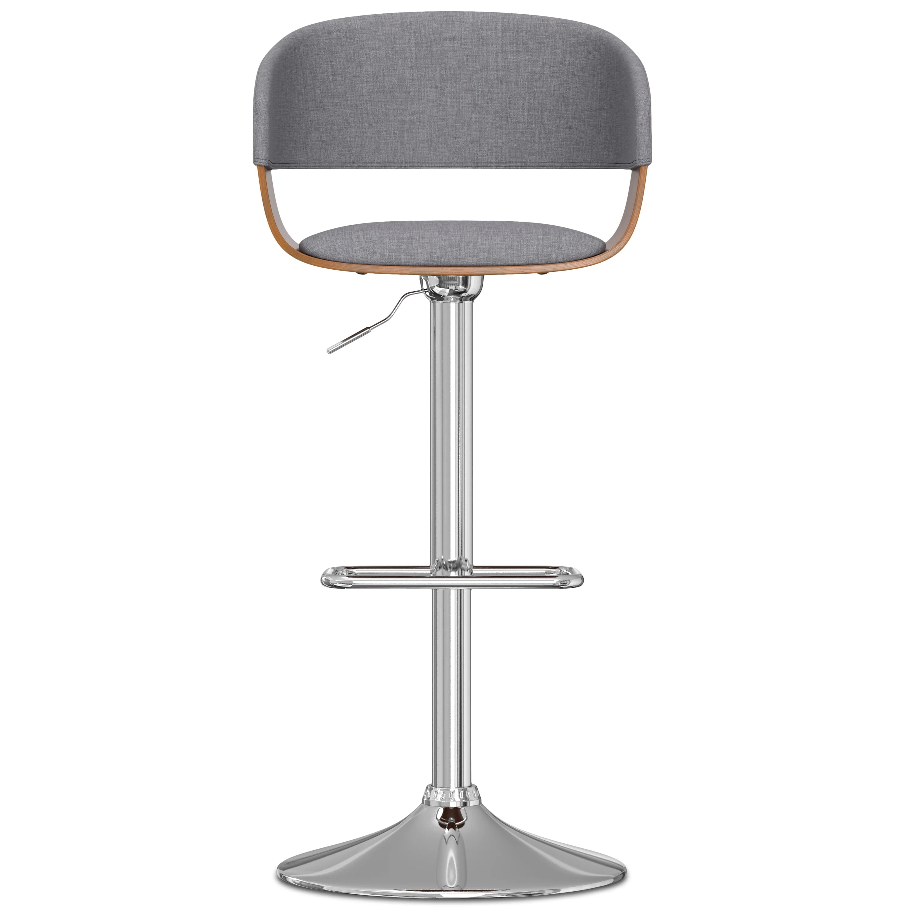 Light Grey Linen Look Adjustable Swivel Bar Stool I4146