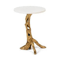 Antique Gold Leaf White Marble End Table G553