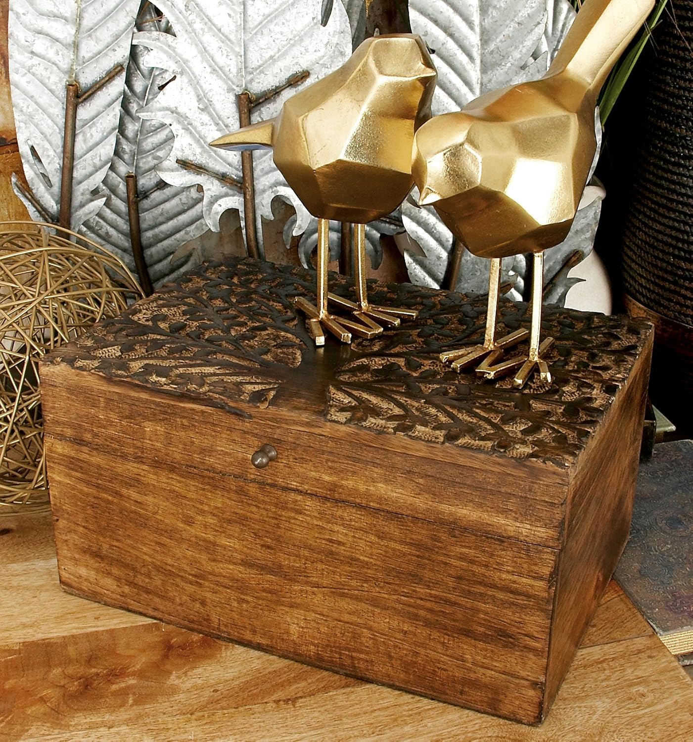 Wood Carved Box Set of 3 T13444