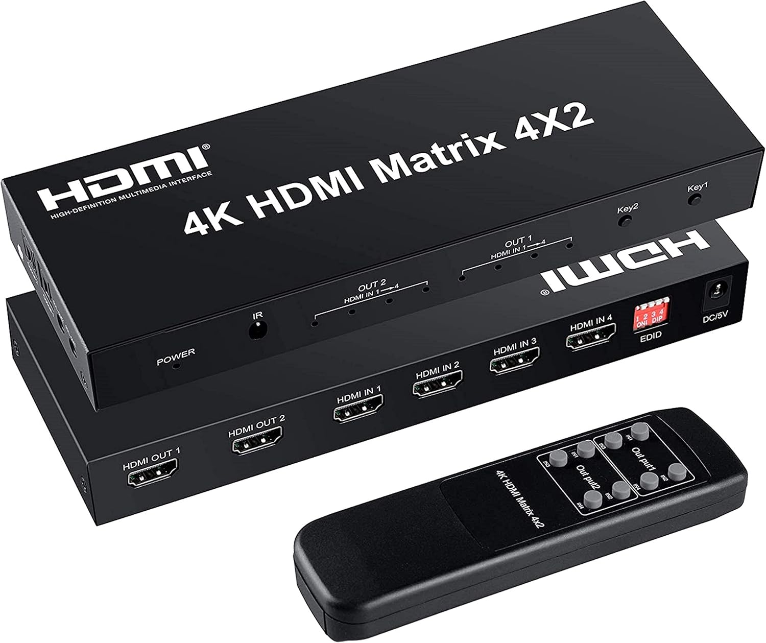 4 in 2 Out HDMI Matrix Switch with Optical & L/R Audio Output L845539