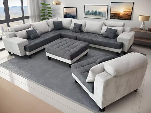 Black Microfiber Fabric Sectional Sofa T4171