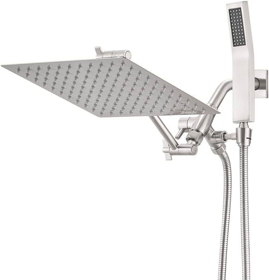 10 Inch All Metal Rain Shower Head With Handheld, High Pressure Dual Shower Head Combo With Adjustable Extension Arm, 70" Flexible Hose, 3-Way Diverter (Chrome) P83387