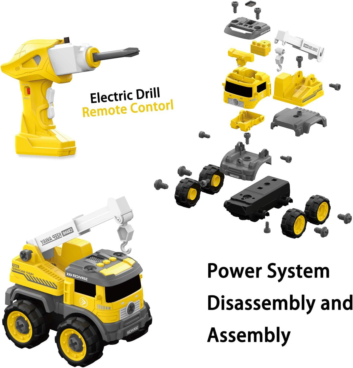 5 in one Construction Truck Take Apart Toy with Electric Drill D304