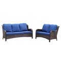 2 Pieces Outdoor Patio Wicker Sectional with Loveseat L595092