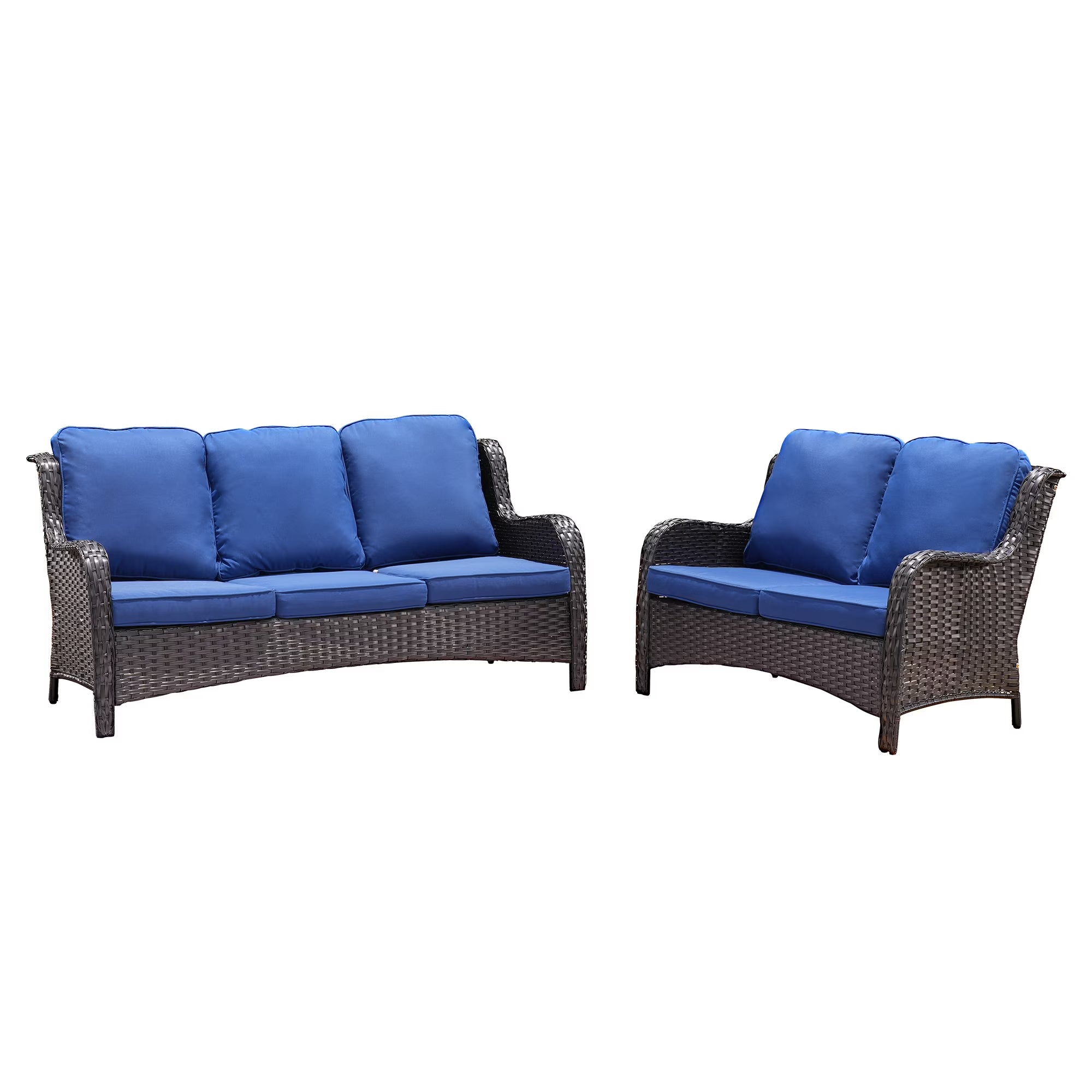 2 Pieces Outdoor Patio Wicker Sectional with Loveseat L595092