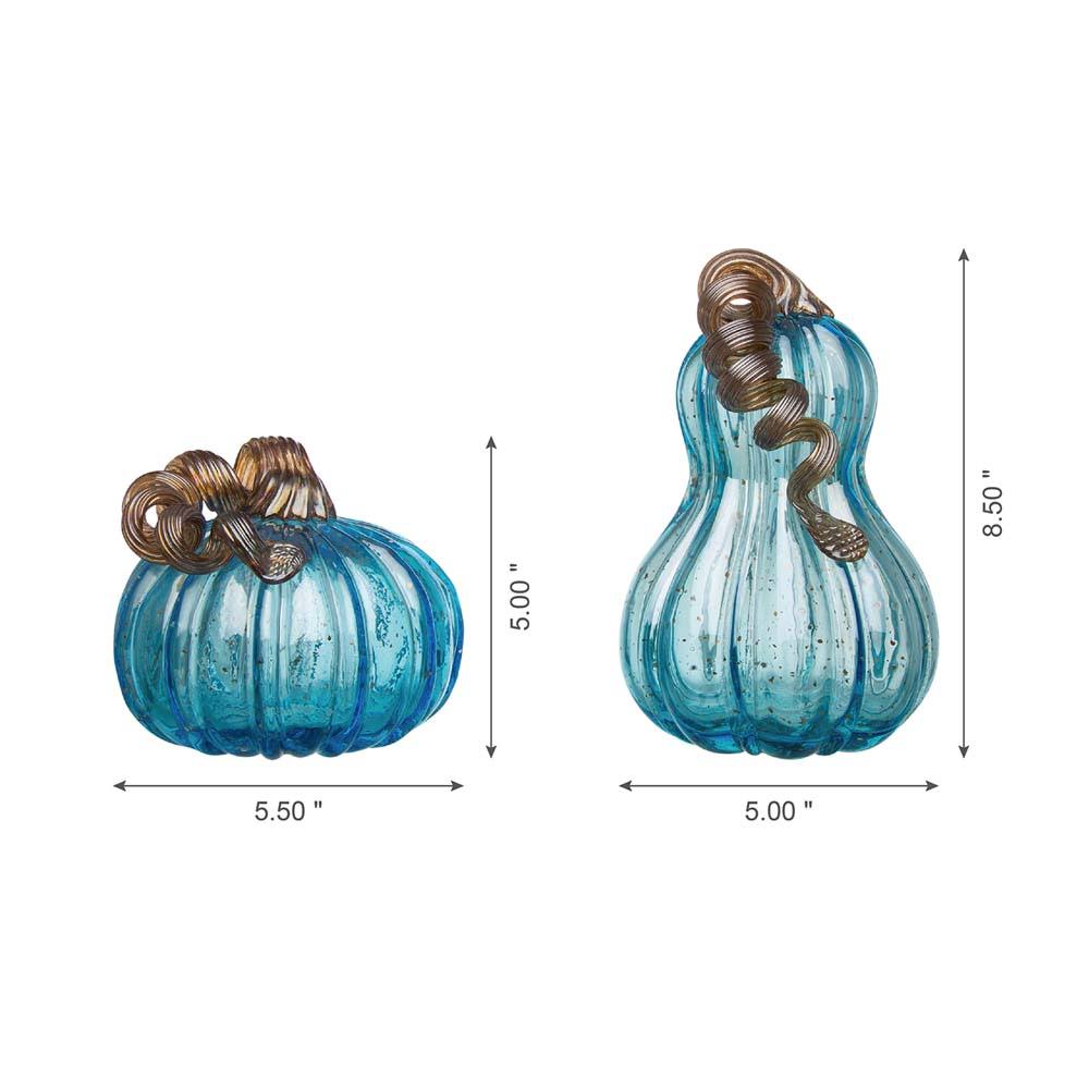 Blue Glass Pumpkin Decor E527