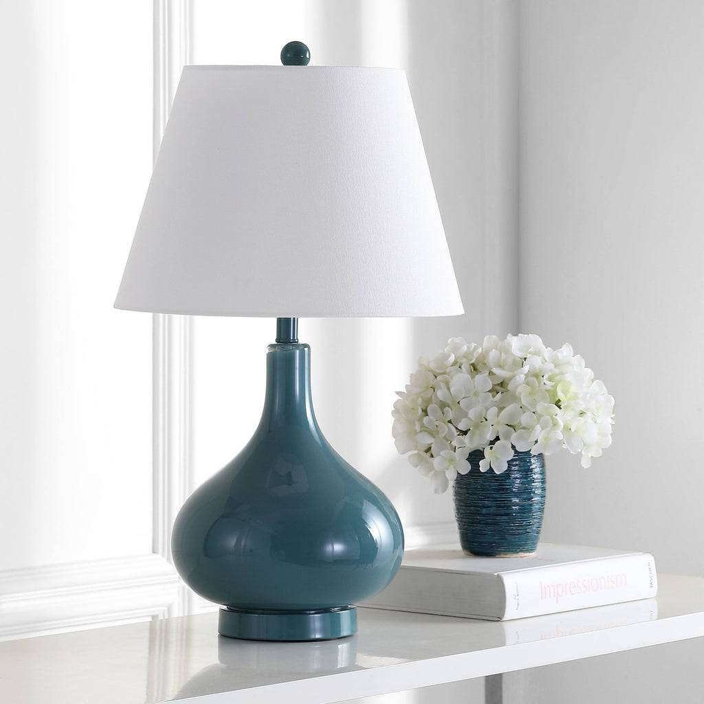 Marine Blue Glass Lamp Set of 2 W303
