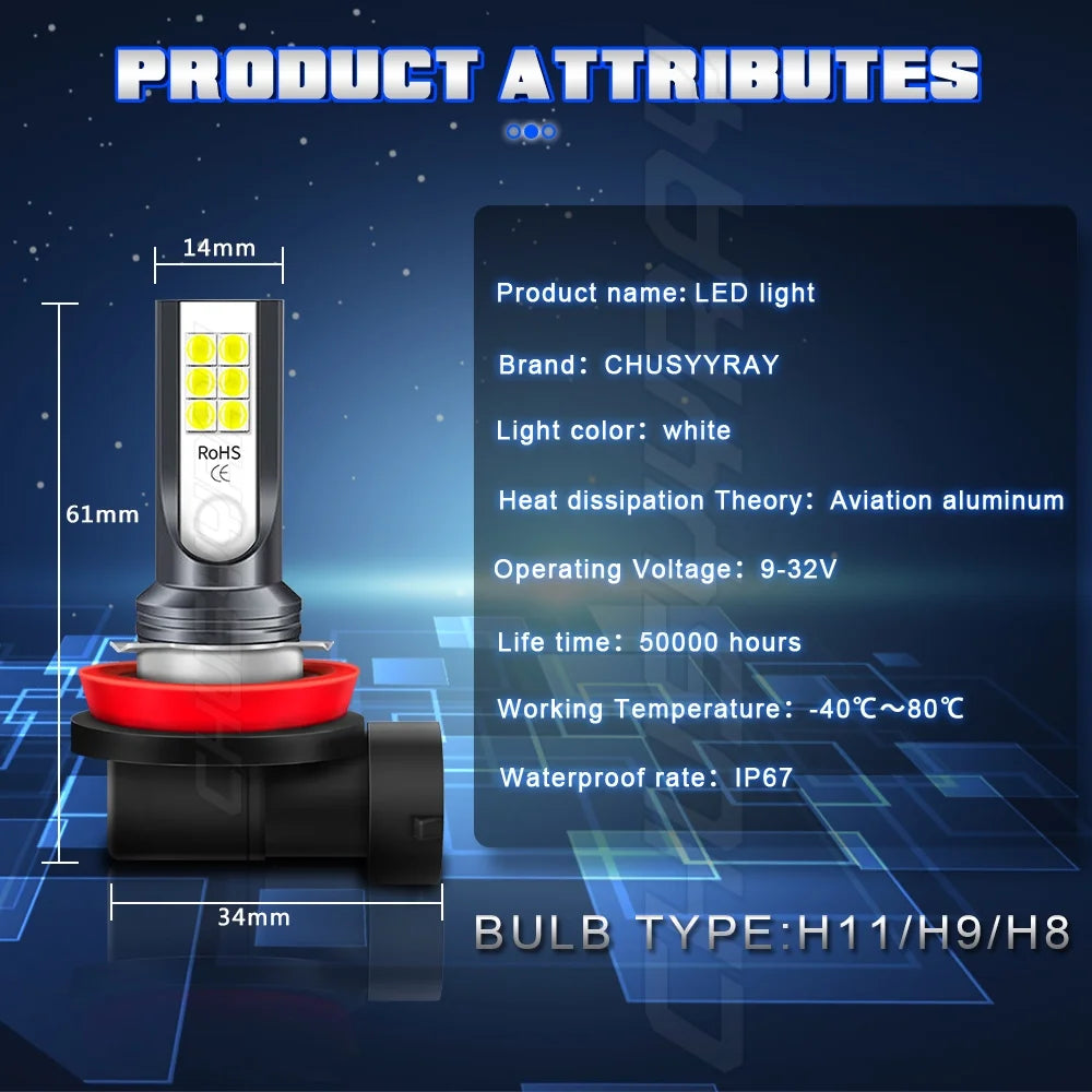 9007 & H11 LED Headlight Fog Light Bulb Q54544