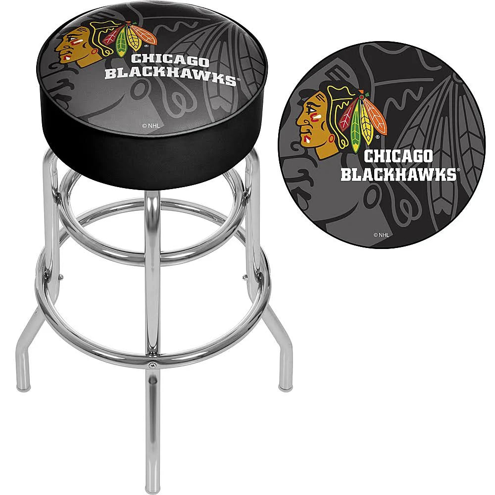 Chicago Blackhawks Chrome Swivel Bar Stool H934