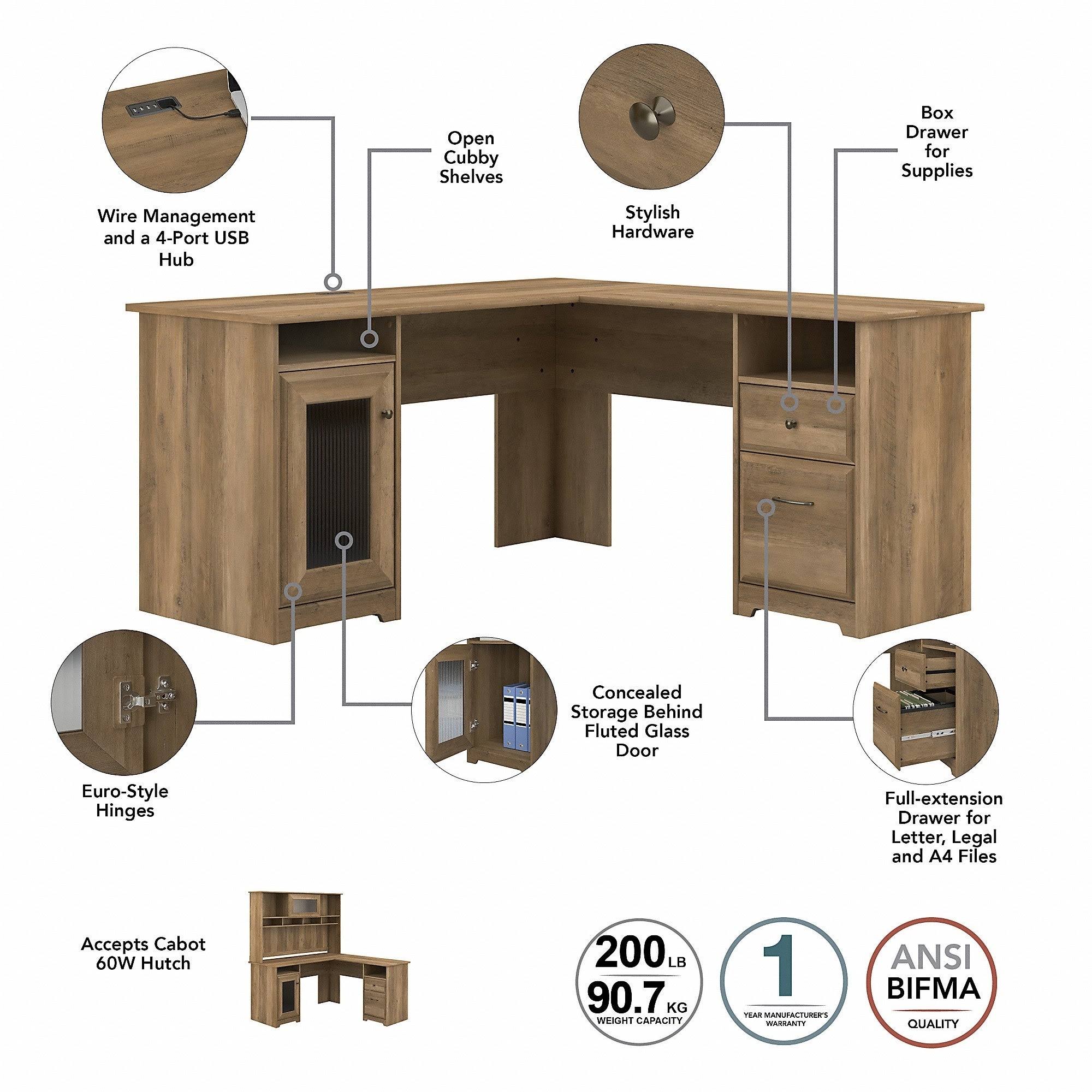 L Shaped Computer Desk Linen White Oak Y686047