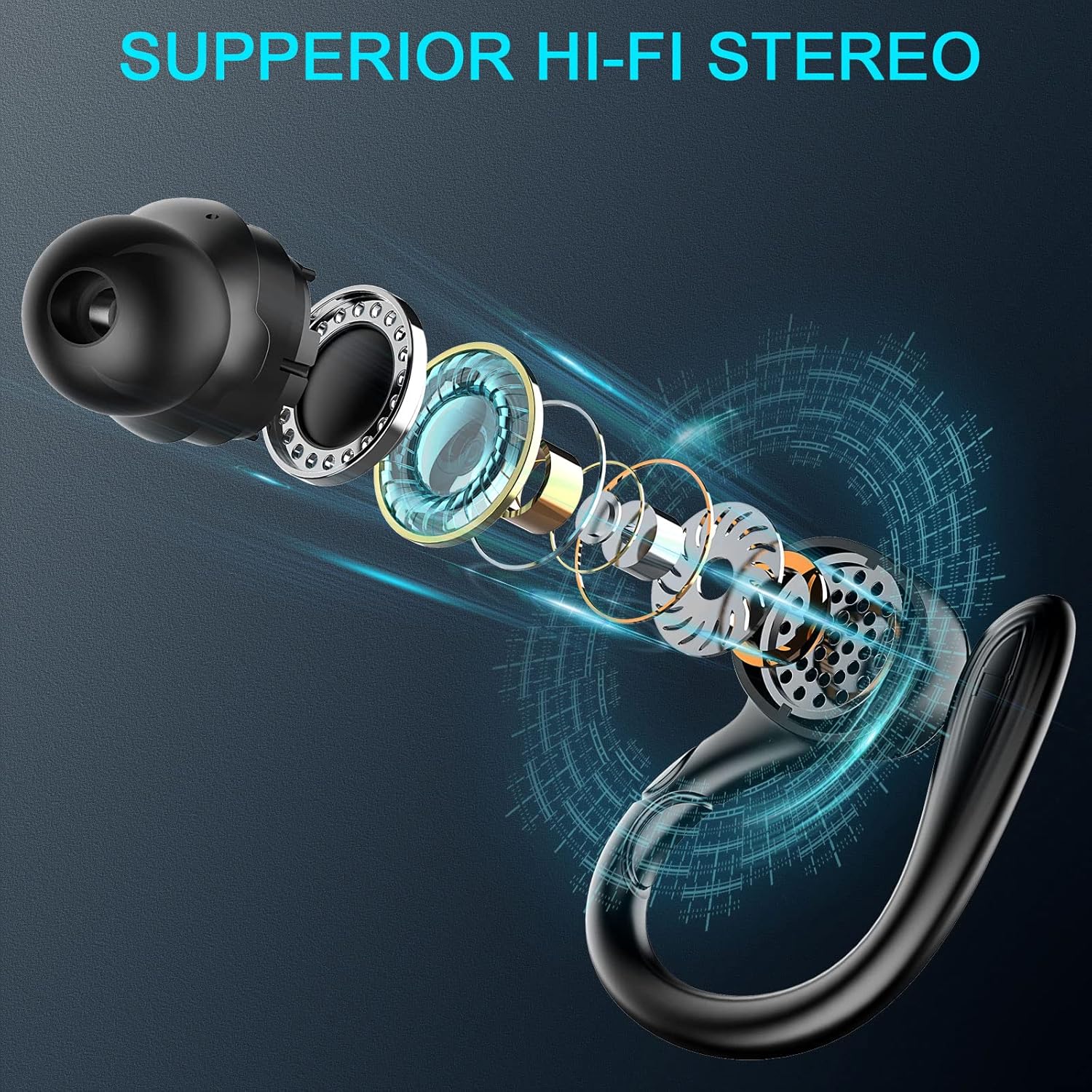 Wireless Earbuds with Earhooks, IP7 Waterproof, 40H Playtime, Pack of 2 Z6336