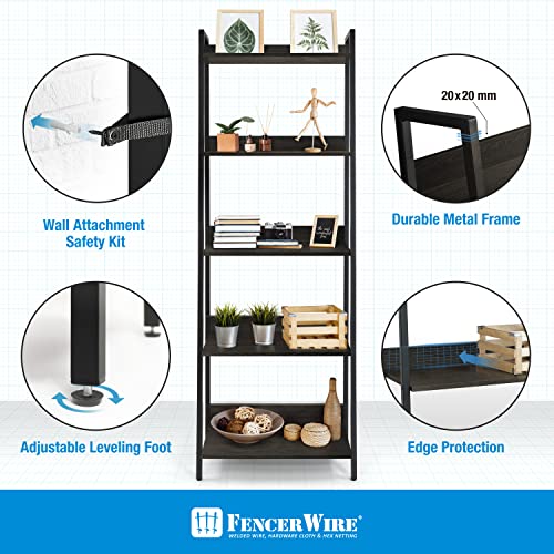 Black Wooden 5 Tier Ladder Bookshelf T47586