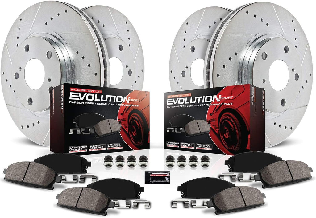 Z23 Carbon Fiber Brake Pads with Drilled & Slotted Brake Rotors Kit R493