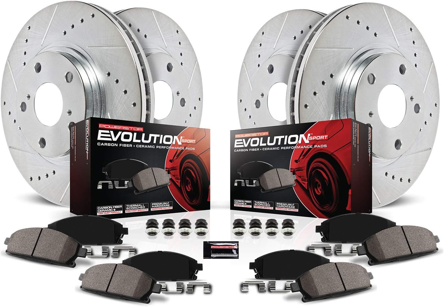 Z23 Carbon Fiber Brake Pads with Drilled & Slotted Brake Rotors Kit R493
