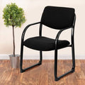 Black Fabric Executive Side Reception Chair with Sled Base E7251