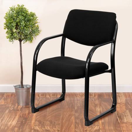 Black Fabric Executive Side Reception Chair with Sled Base E7251