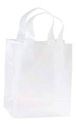 Clear Frosted Plastic Shopping Bags 8 inch x 5 inch x 10 inch Case of 250 O863217