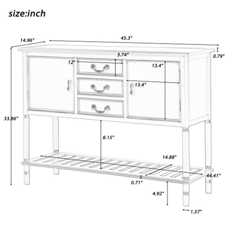 Blue Console Table with 3 Drawers A41086