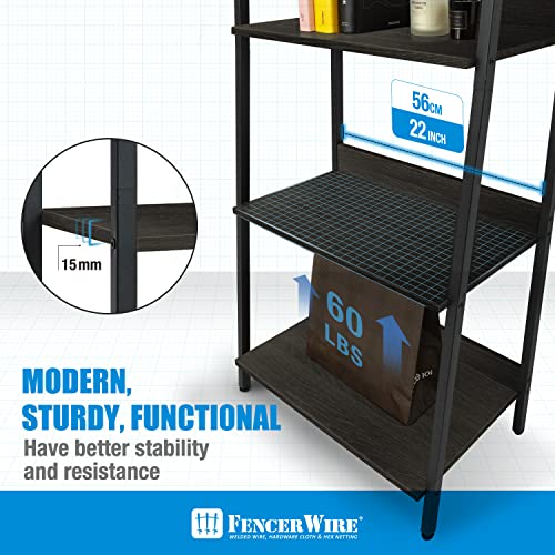 Black Wooden 5 Tier Ladder Bookshelf T47586