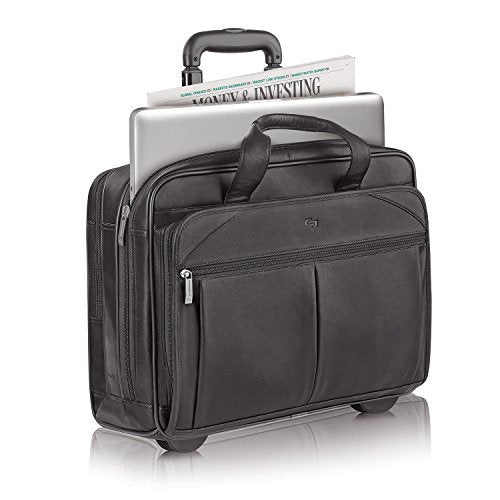 Tan Leather Rolling Laptop Bag T3036